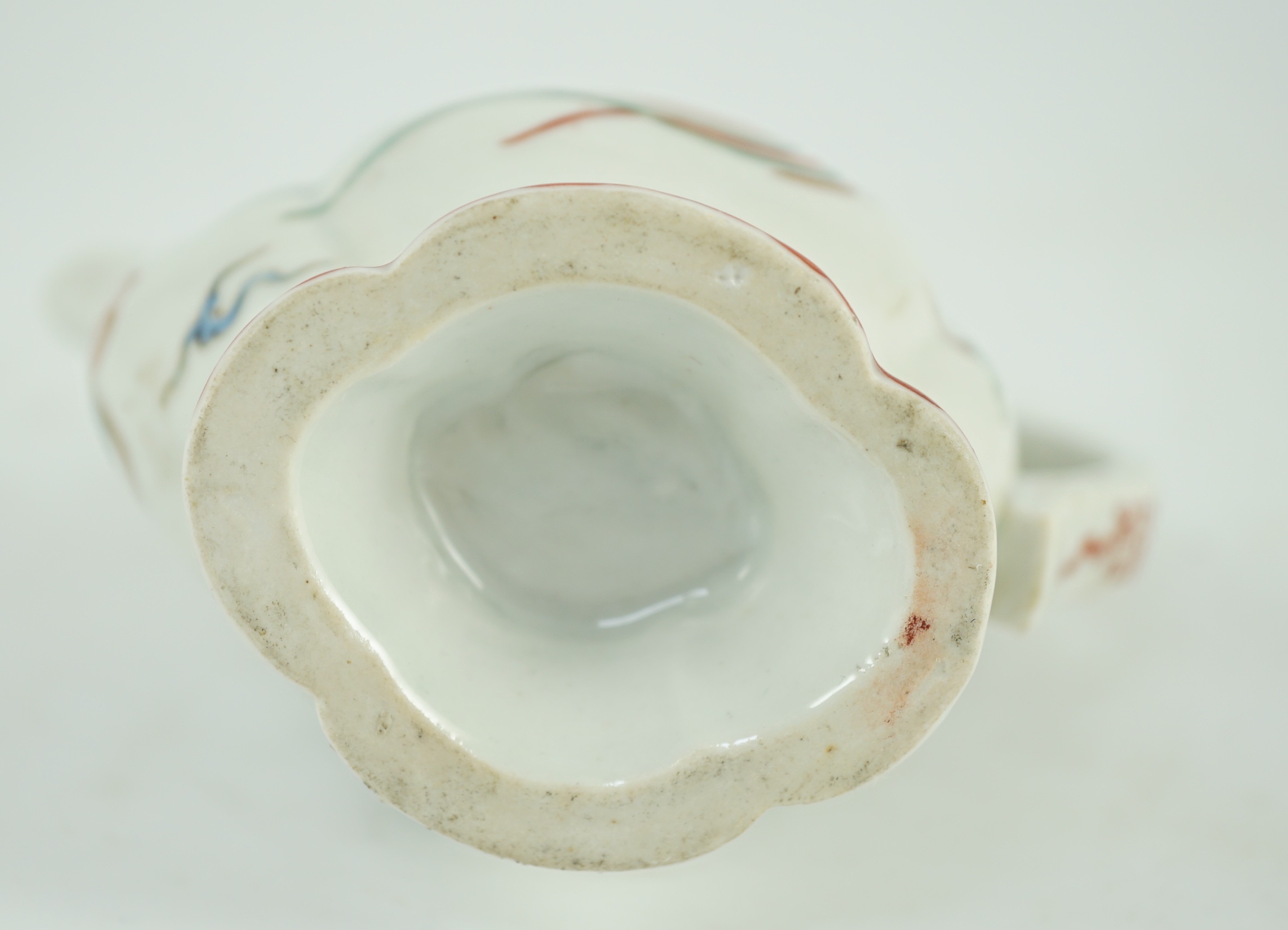 A small Japanese Arita kakiemon style water or teapot, possibly Edo period, 11 cms high, 10.8cm high